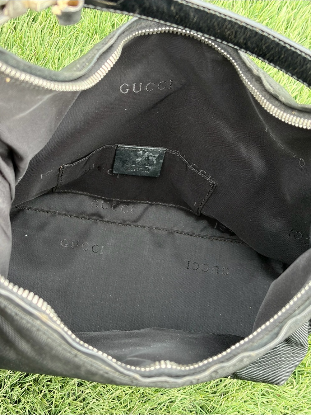 Gucci Nylon Bag Silver Hardware Authentic Damaged Handle - Picture 11 of 13